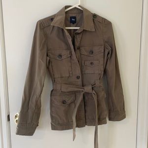Gap Olive green cotton utility jacket, lined, roll sleeves